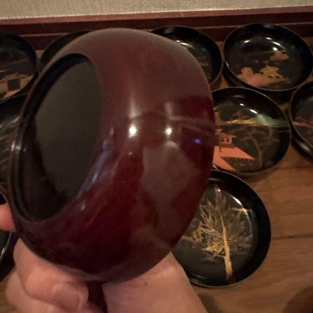 京都名所20選漆器皿二十枚セットアンティーク雅な雰囲気金蒔絵　インテリア実用使い