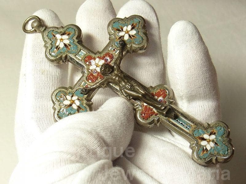 c1555イタリア マイクロモザイクタイル クロス《大型サイズ（S）》