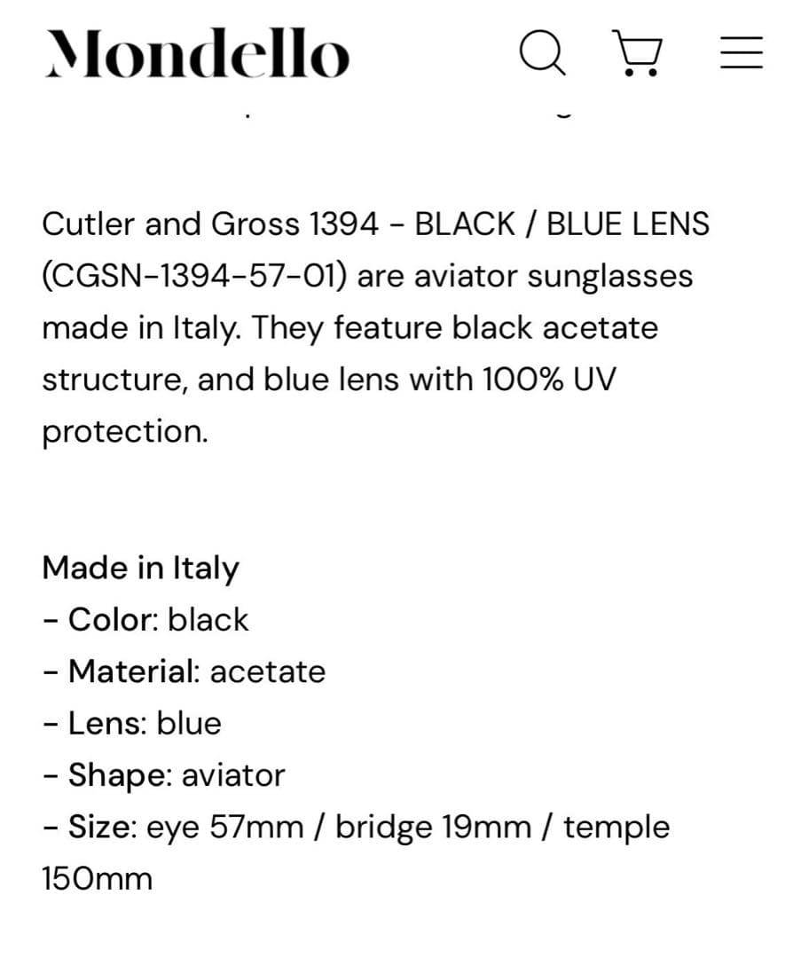 Cutler & Gross 1394 アビエイター フレーム サングラス