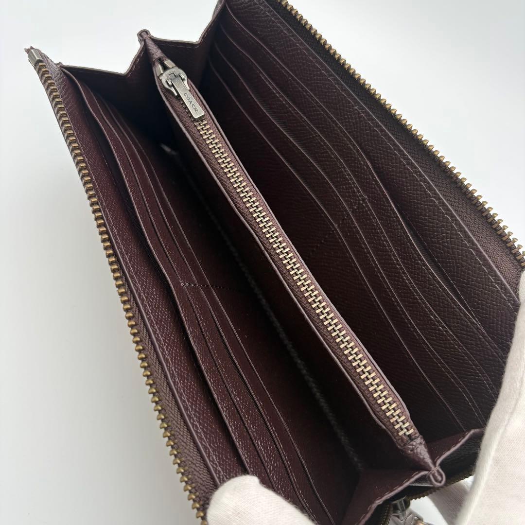 【超美品】COACH コーチ L型ファスナー長財布 メタリック ピンクゴールド