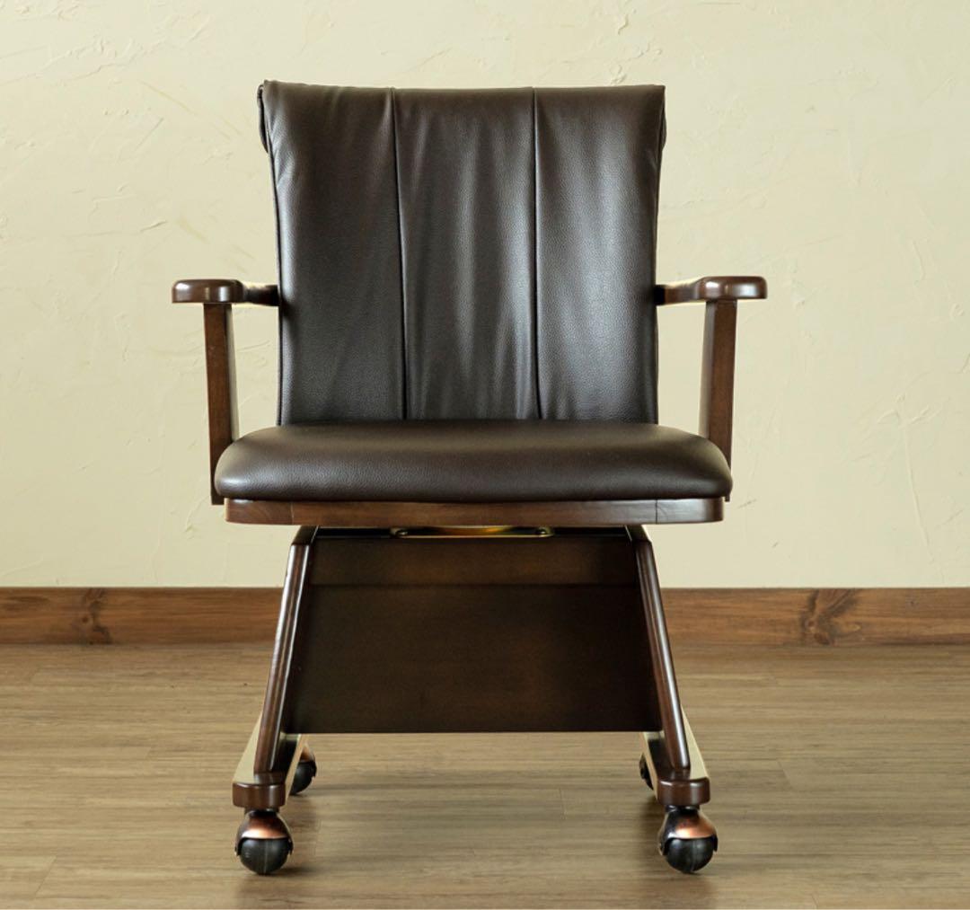 【新品 送料無料】回転式ダイニングチェア キャスター付き　全2色　デスクチェア