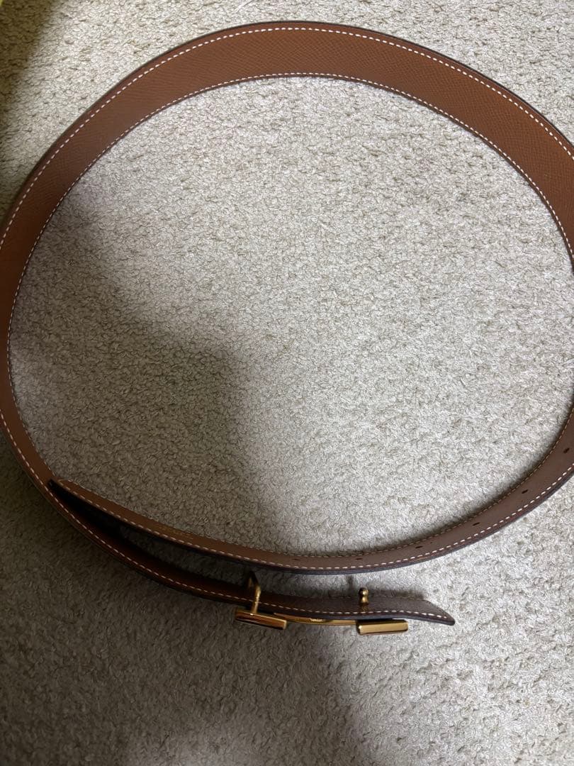 本日まで！新品HERMES レザーベルトリバーシブル ブラック　ゴールドH 75