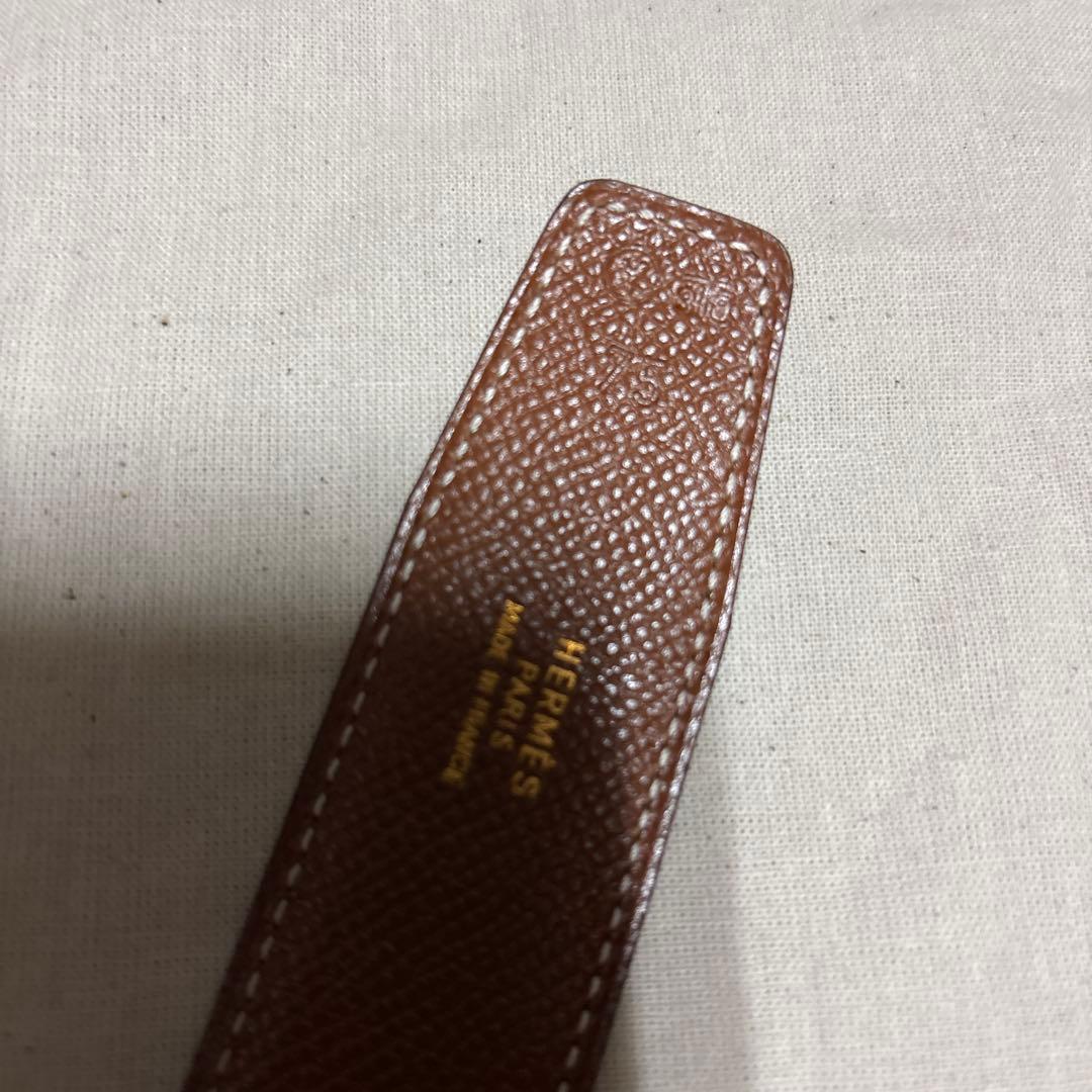 本日まで！新品HERMES レザーベルトリバーシブル ブラック　ゴールドH 75