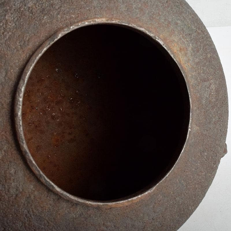 茶道具　釜師　角谷莎村作　尾張釜　共布共箱　V　9158D