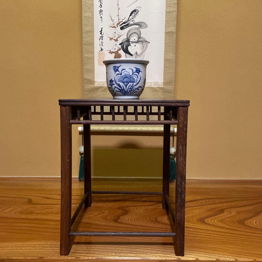 【唐木】懸崖1.1尺 盆栽台 黒檀 ビンテージ品 高卓(こうしょく)やや低くめ