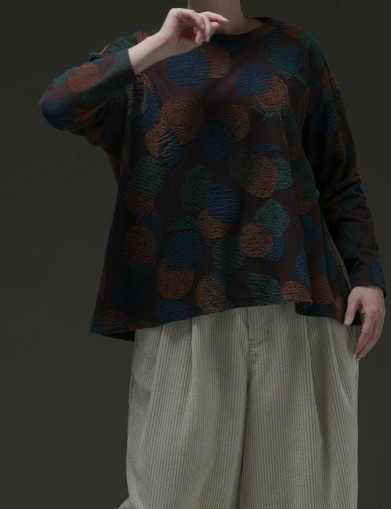 群言堂☆25年秋☆月の満ち欠けパイルジャガードWPO青文字☆手洗い可☆美品です