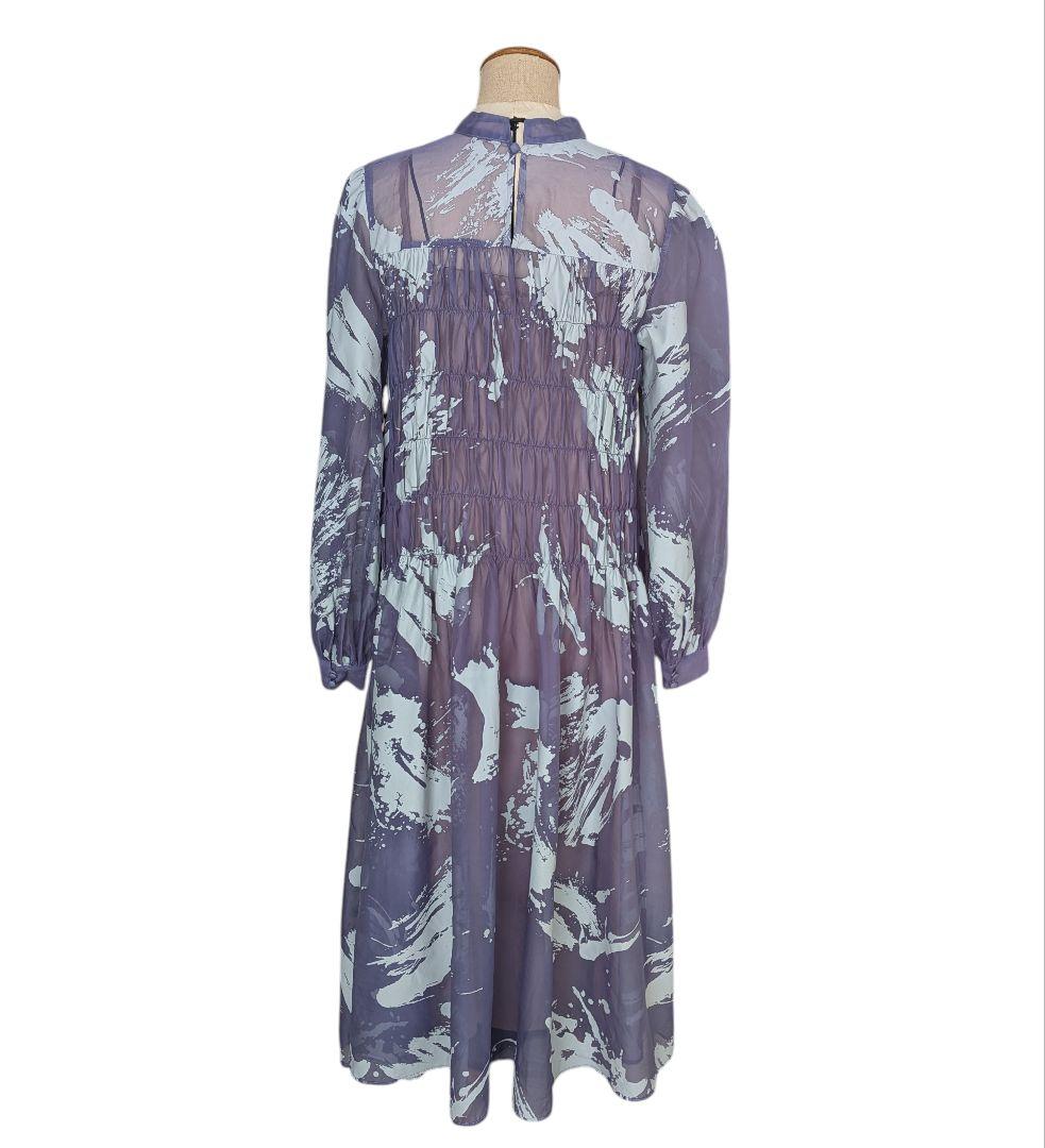 Ameri　RUBBER PAINT ART SHEER DRESS