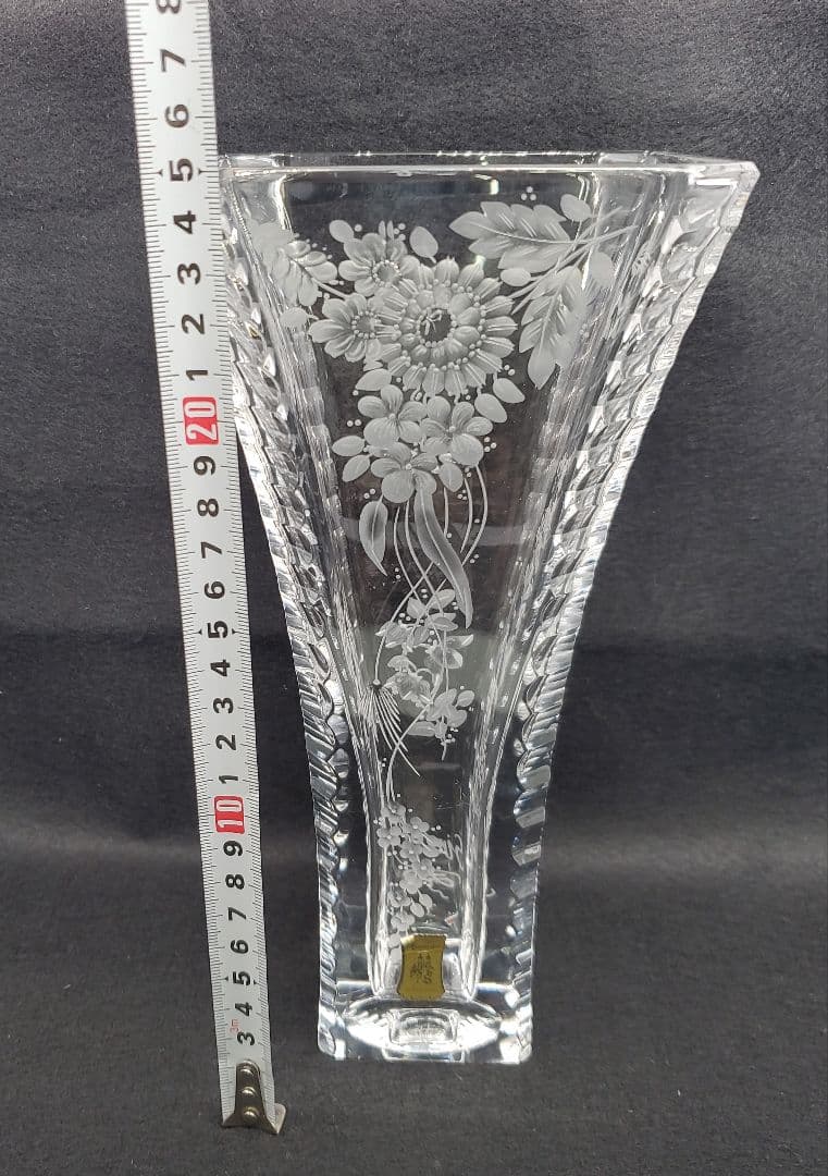 マイセン クリスタルガラス フラワーベース 花瓶 箱付 25cm