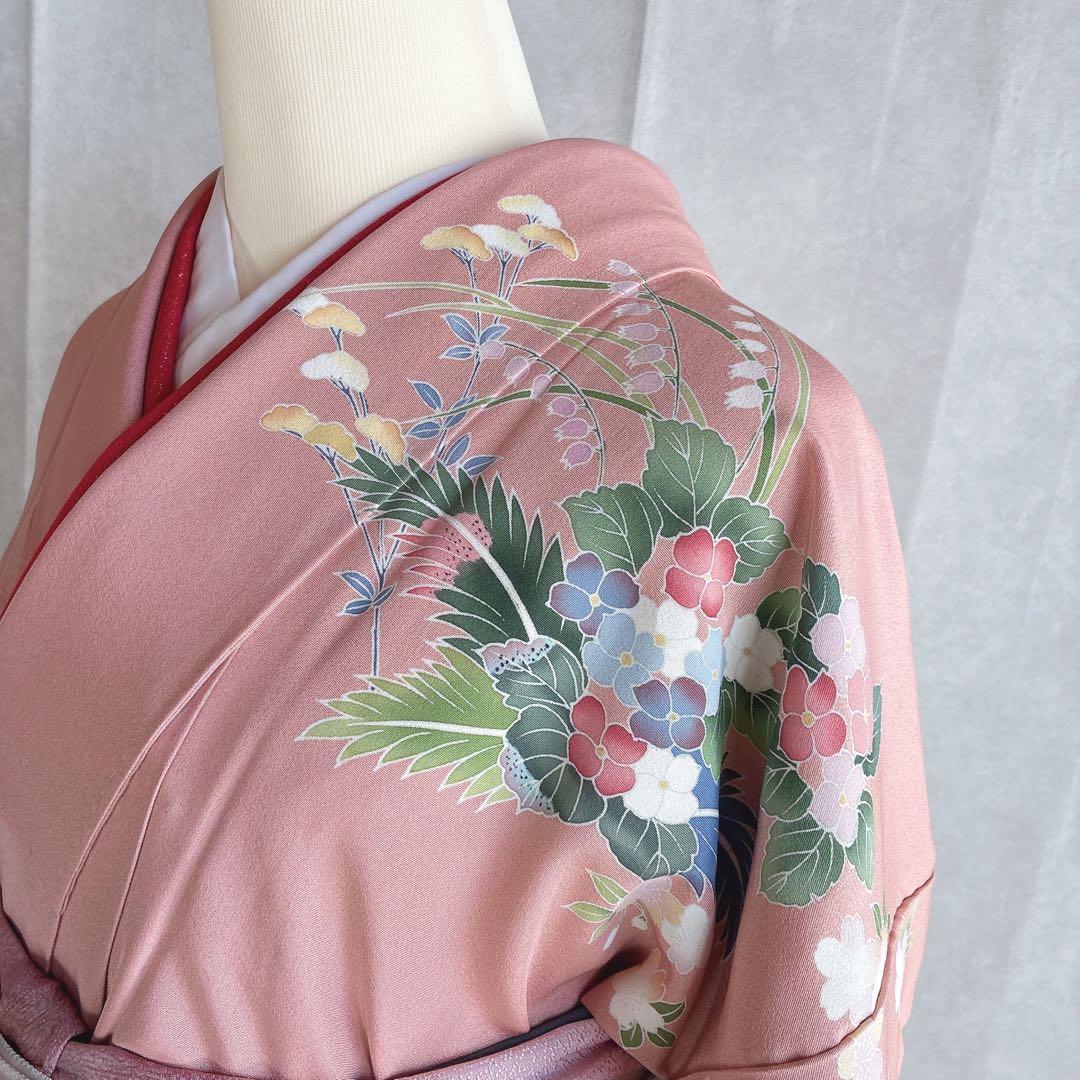 訪問着　フルセット　着物　正絹　友禅　比翼仕立　四季草花　春の華　J7 1月