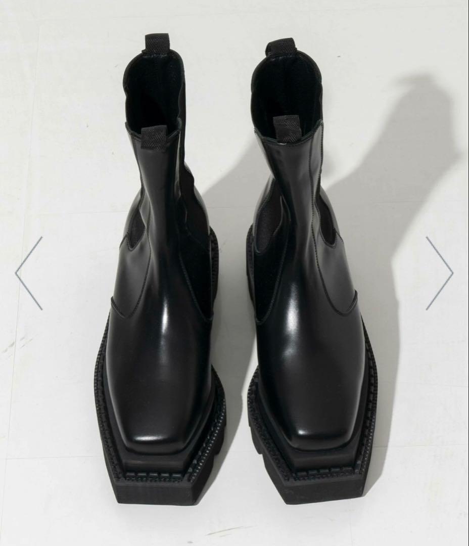 メゾンスペシャル 東京産 スクエア タンクソールサイドゴアロングブーツ