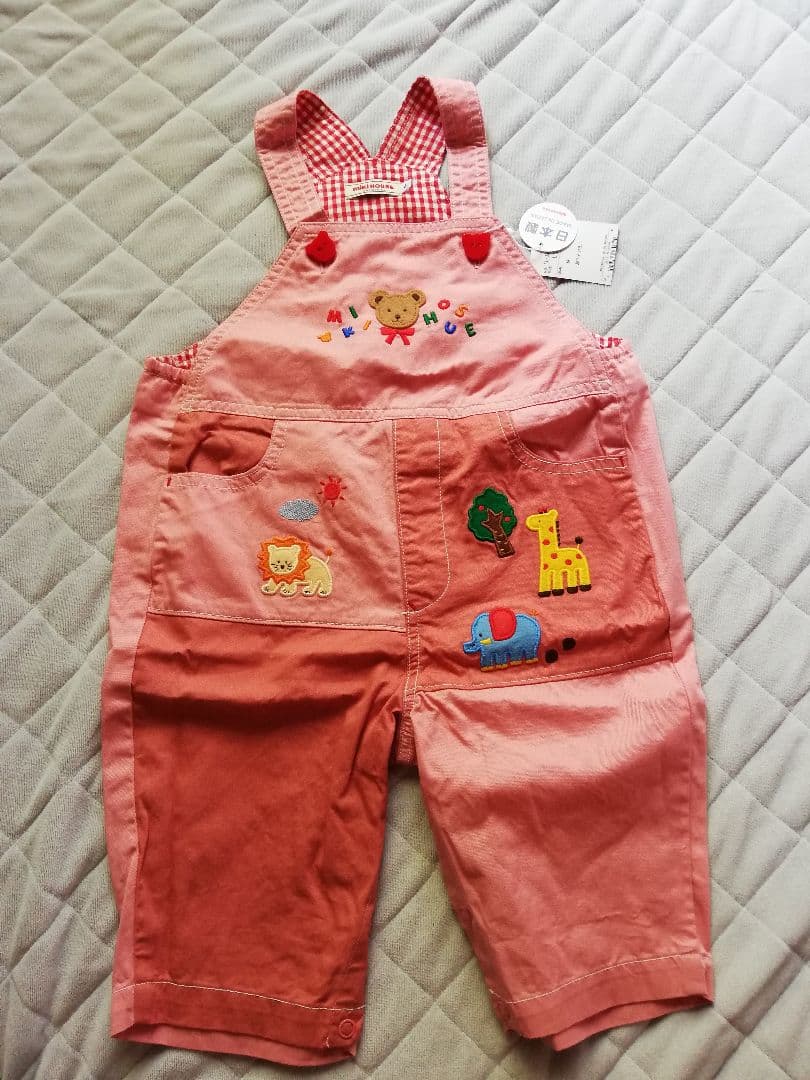 ミキハウス オーバーオール ピンク 90 100 新品 未使用 タグあり