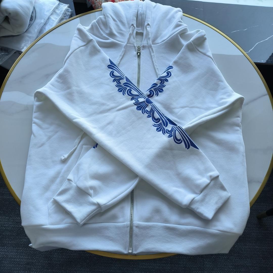 クロムハーツ×ローリングストーンズ ジップパーカー 白×青