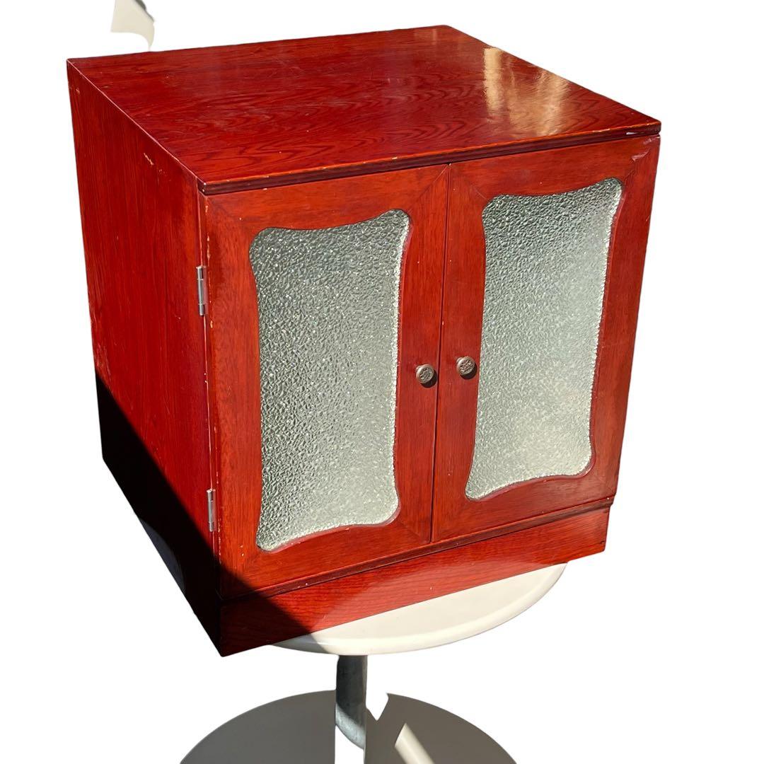 レコードキャビネット・レコードラック 木製ガラス扉・アナログ・ヴィンテージ