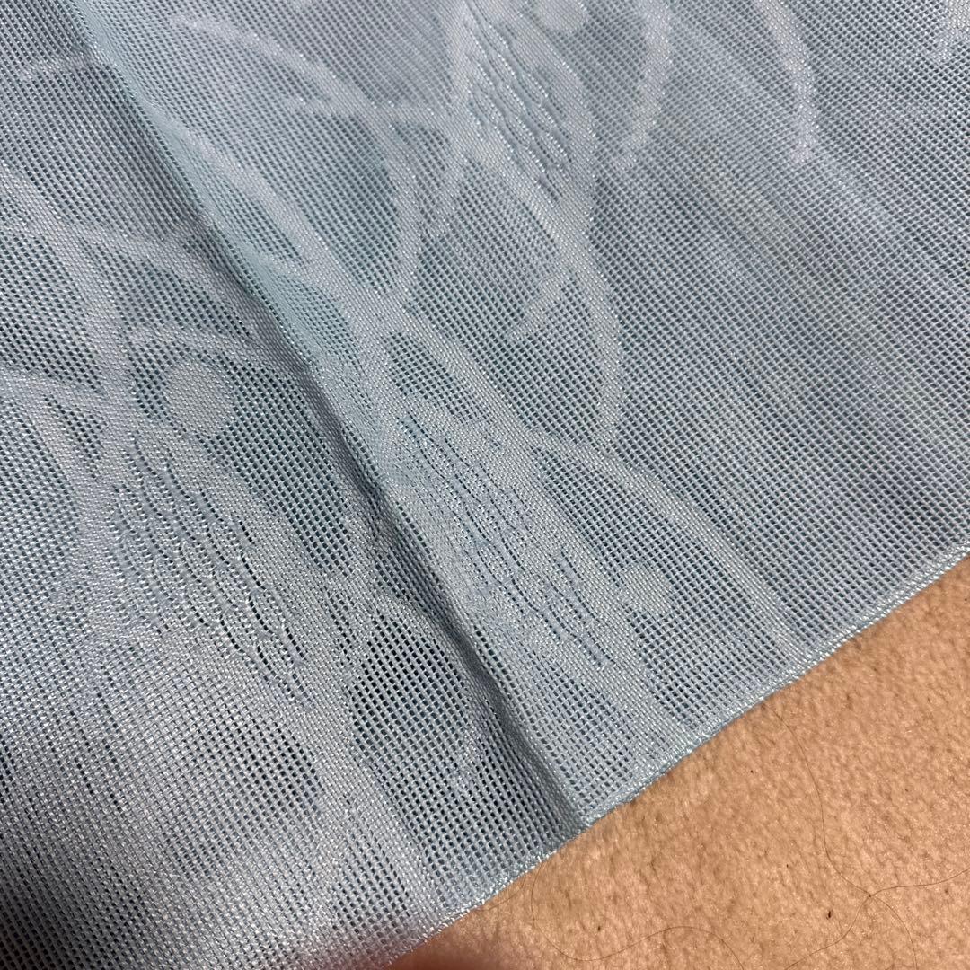 綿絽　夏着物　小紋着物セット 紺色花柄豪華7点セット