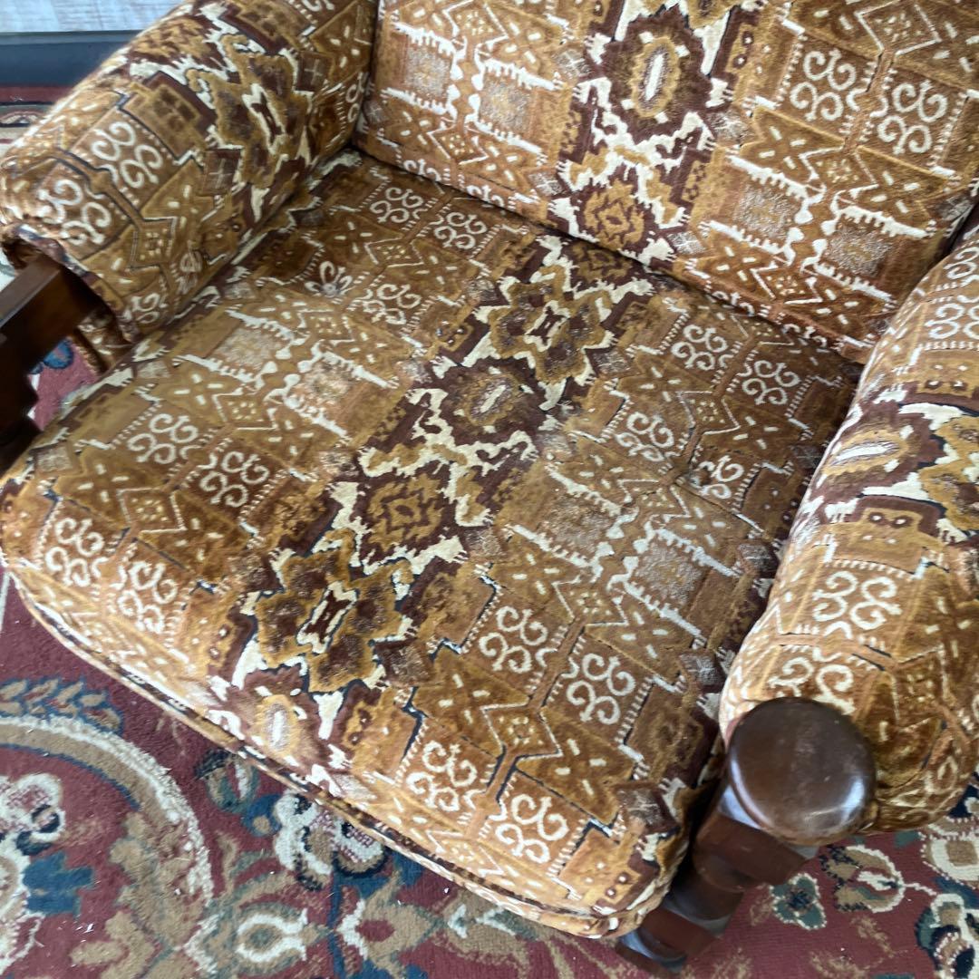 昭和レトロ マルニ 花柄ベロアチェア 一人掛けソファ アームチェア アンティーク