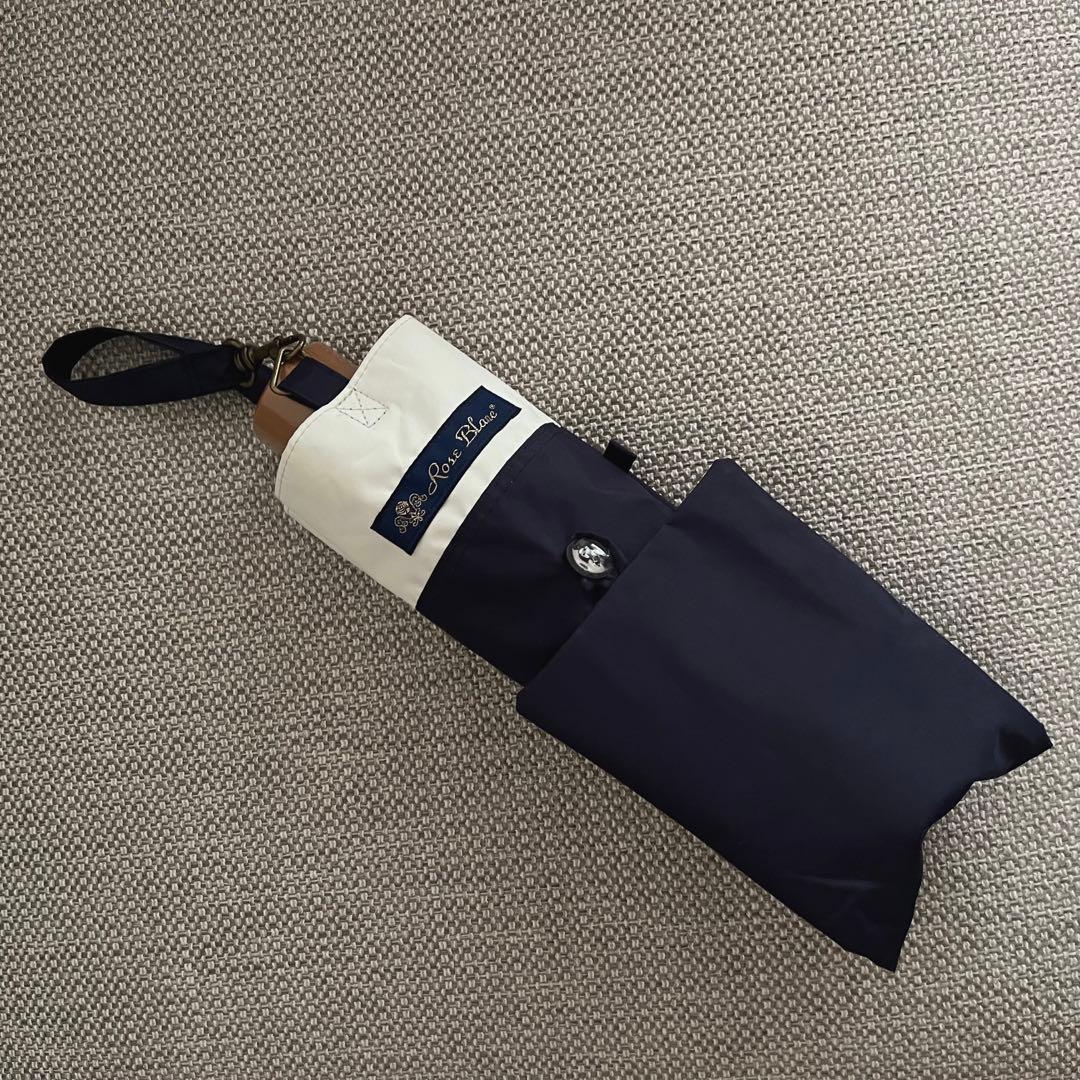 芦屋ロサブラン　ネイビー×アイボリー　折りたたみ傘 3段折り