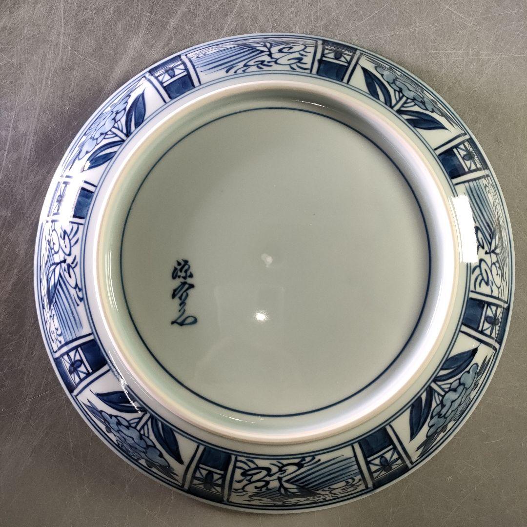 A1185-8/有田焼/源右衛門窯/染付芙蓉手皿6客/飾皿/盛皿/懐石道具/膾皿