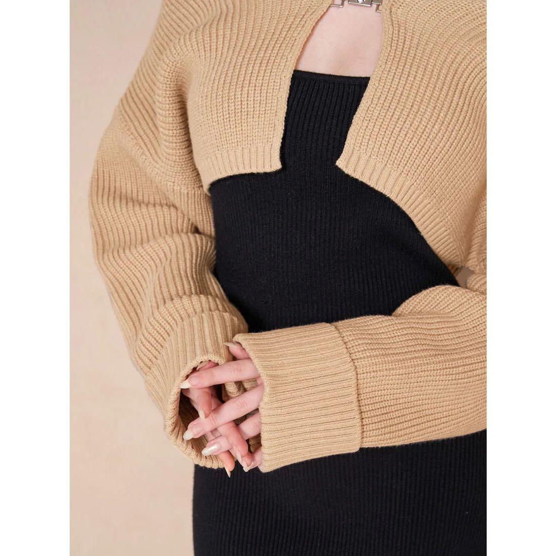 新品タグ付 ダーリッチ ボリュームオフショルアンサンブルミニワンピース F