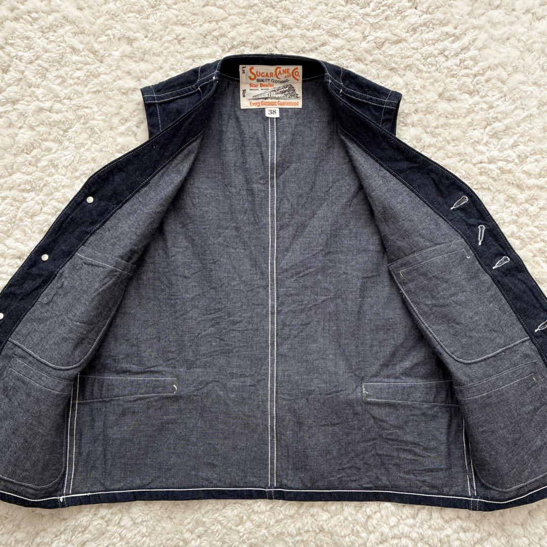 美品SC15702 BLUE DENIM WORK VEST 38 デニムベスト