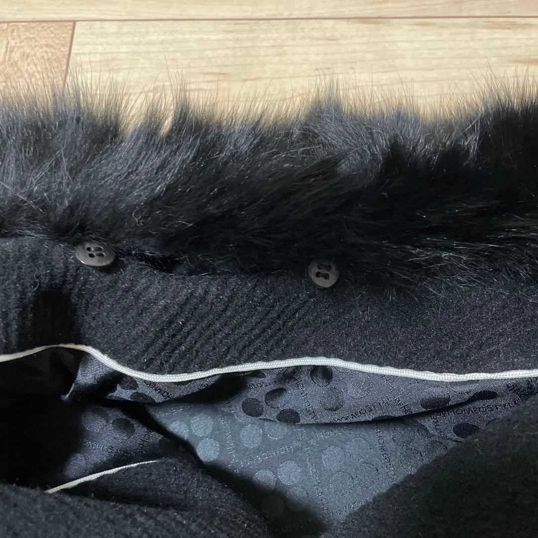 ホメオスタイル　ケープコート　ブルーフォックスファー　ポンチョ　ブラック