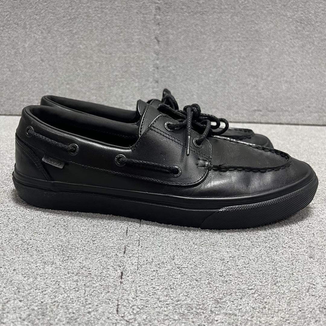 重厚レザーモカ2アイレットシルエットVANSV176CFブラック27cm