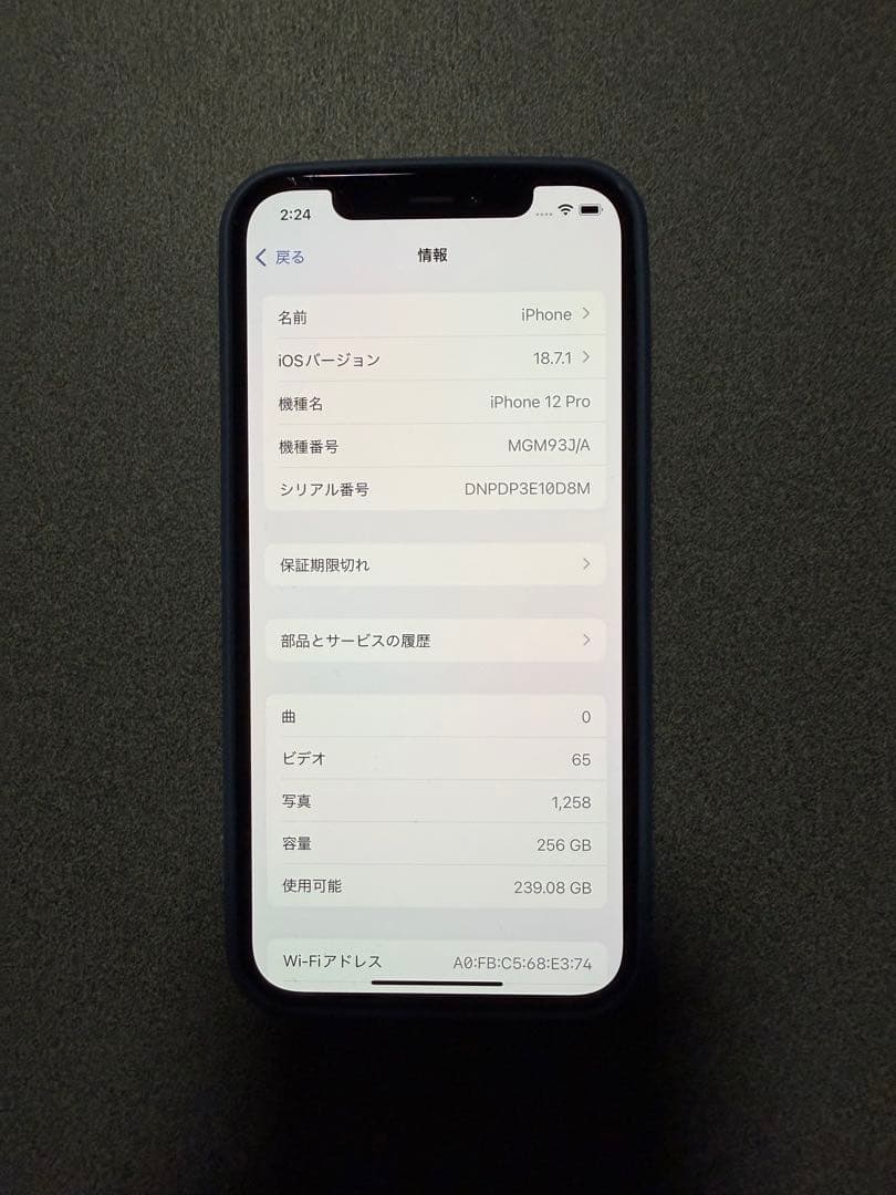 Apple iPhone 12 Pro 256GB グラファイト本体