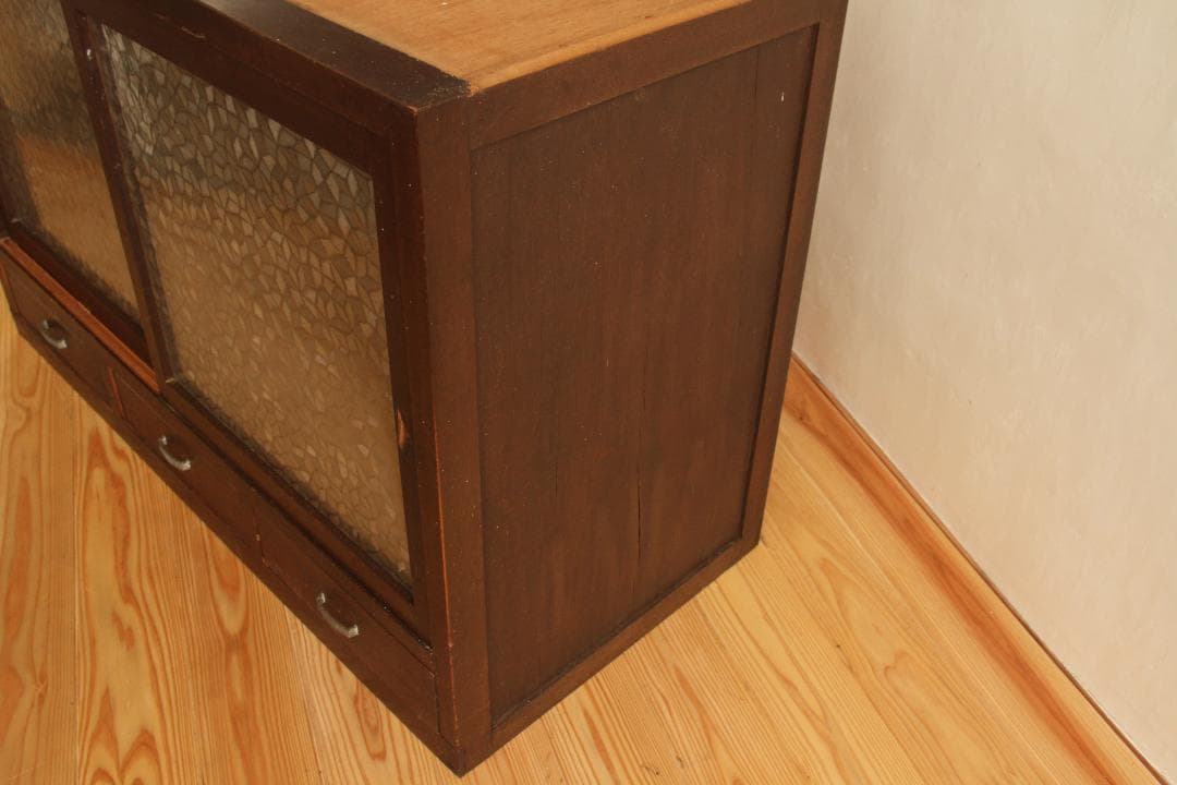 棚　両面引き戸　木製　アンティーク　古道具　古家具