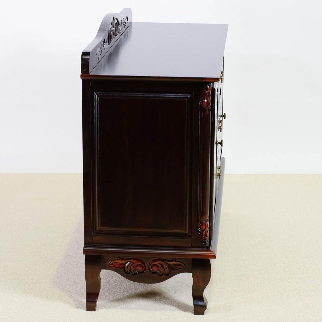 F新品 アンティーク調 キャビネット 110 リビング収納 本棚 食器棚 ボード