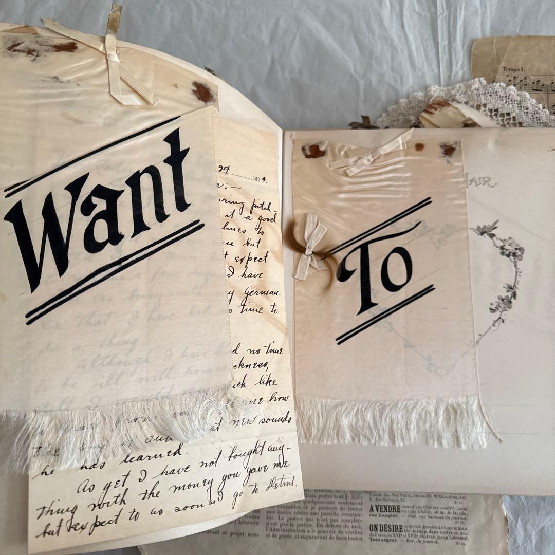 稀少1904年美しいアンティーク雑記帳ベビーアルバム洋書ジャンクジャーナル素材