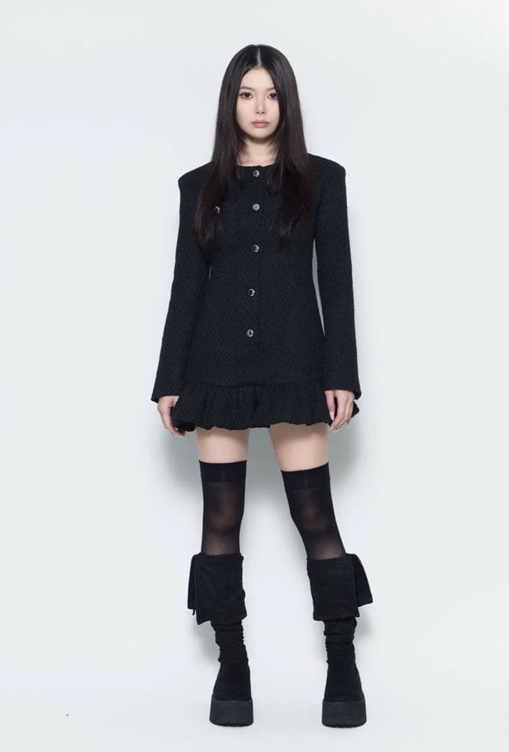 ワンピース S tweed balloon dress mini