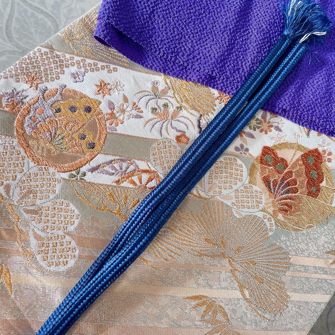 色無地　狢菊　地紋　紺色　躾糸付き　丸に片喰　シンプル　礼装　I1