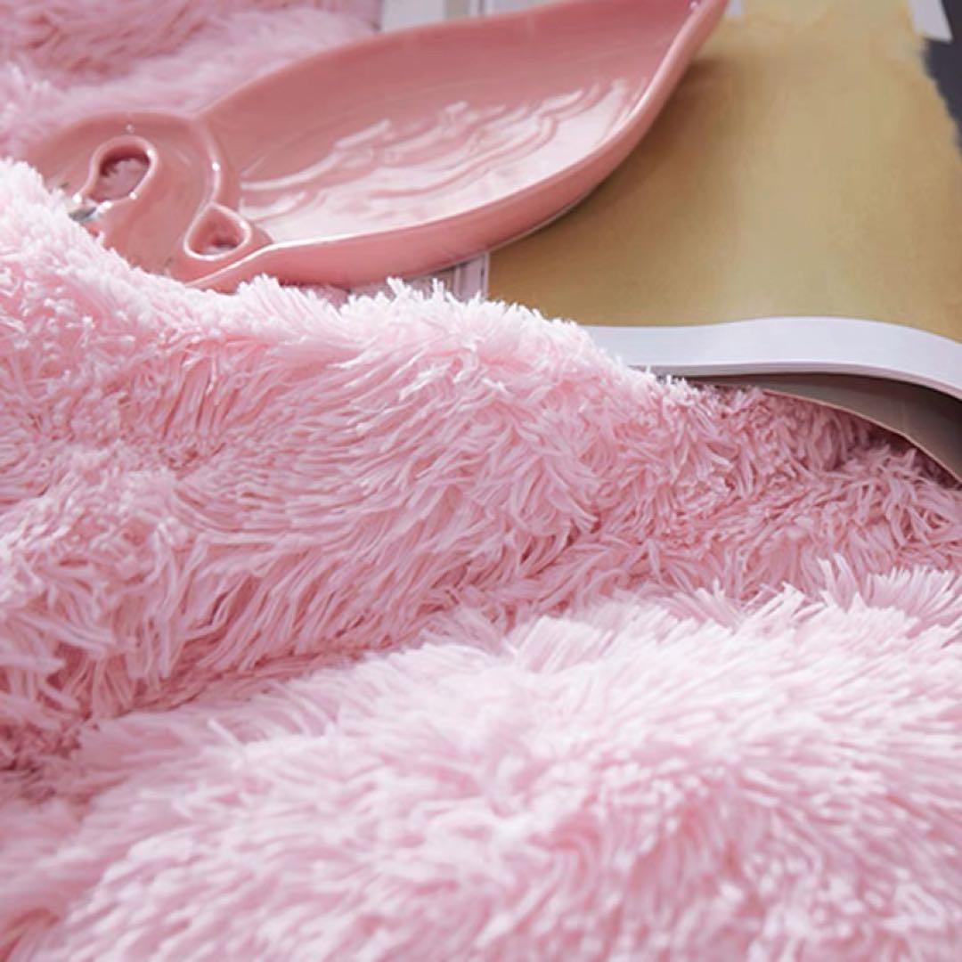 ピンク フリース キルティングカバーセット シングル