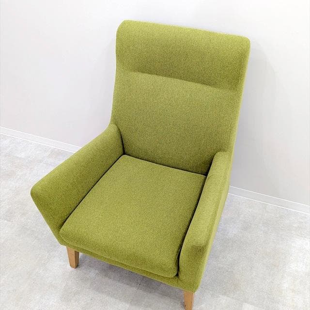 フランフラン廃番ライトグリーンハイバックソファ1シーター