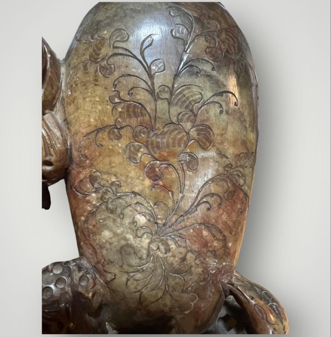 中国美術 寿山石 彫刻 置物 縁起物 【猿・蓮・雉】天然石 石彫 アンティーク