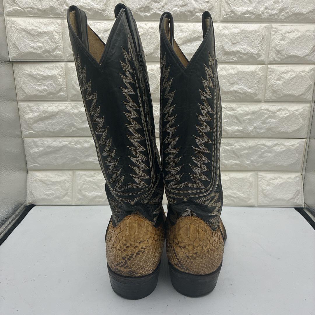 【良品】ウエスタンブーツ 8.5 パイソン レザー ステッチ リザード