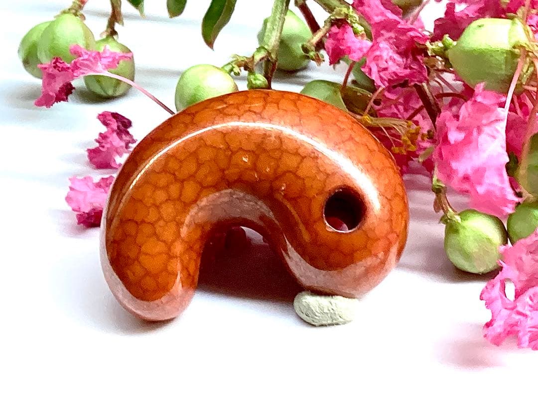 レア‼️30年前の台湾*上肯製【龍紋天珠勾玉】　本物ジャスパー鑑定機関鑑別書取得品