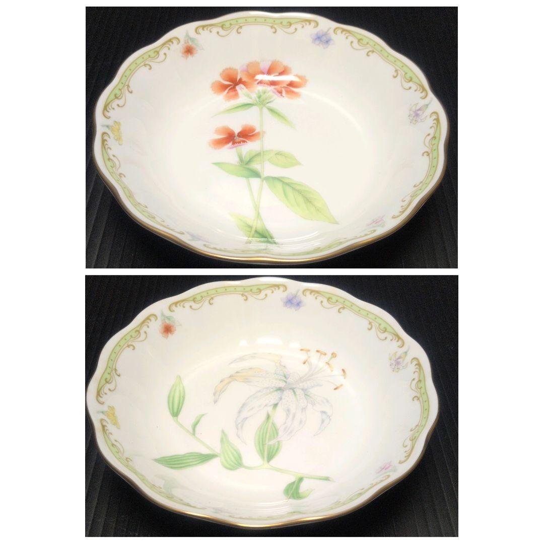 ナルミ シーボルト 絵付け皿 植物画 金彩