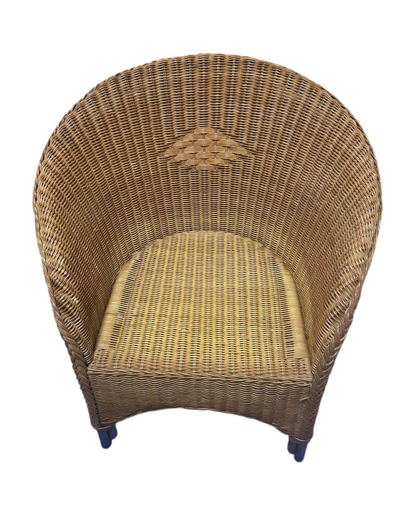 昭和レトロ　カザマ　アーチ型ラタンチェア アームチェア