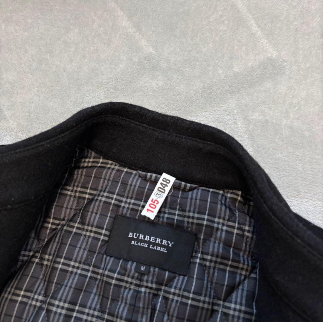 バーバリーブラックレーベル ナポレオンコート ノバチェック 銀ボタン ブラック