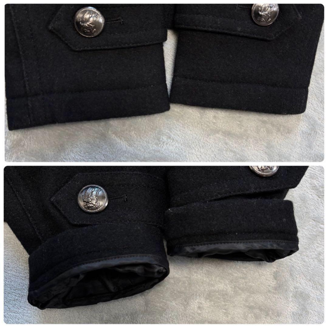 バーバリーブラックレーベル ナポレオンコート ノバチェック 銀ボタン ブラック