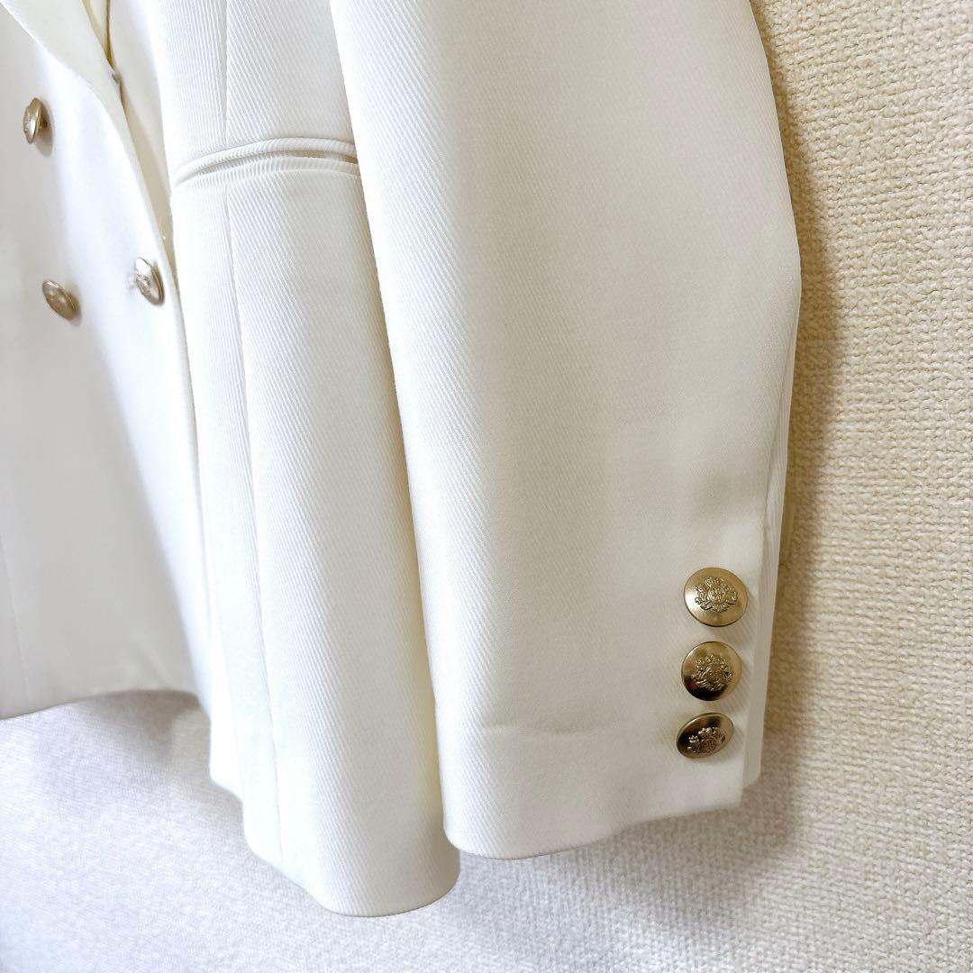 美品✨セルフォード セーラーカラーダブルジャケット テーラード 金ボタン 白 M