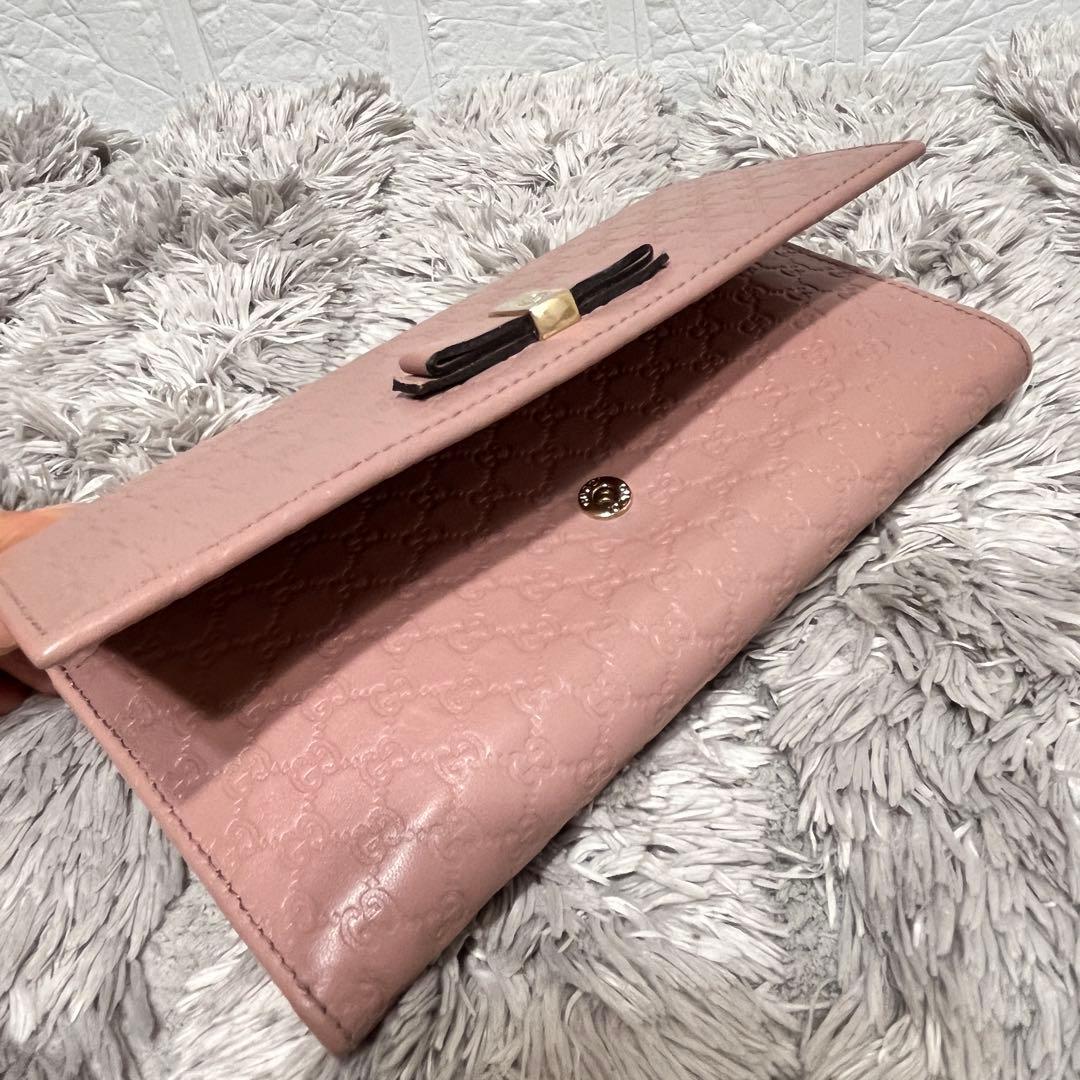 美品✨GUCCI マイクロシマ　くすみピンクベージュ　インターロッキング金具