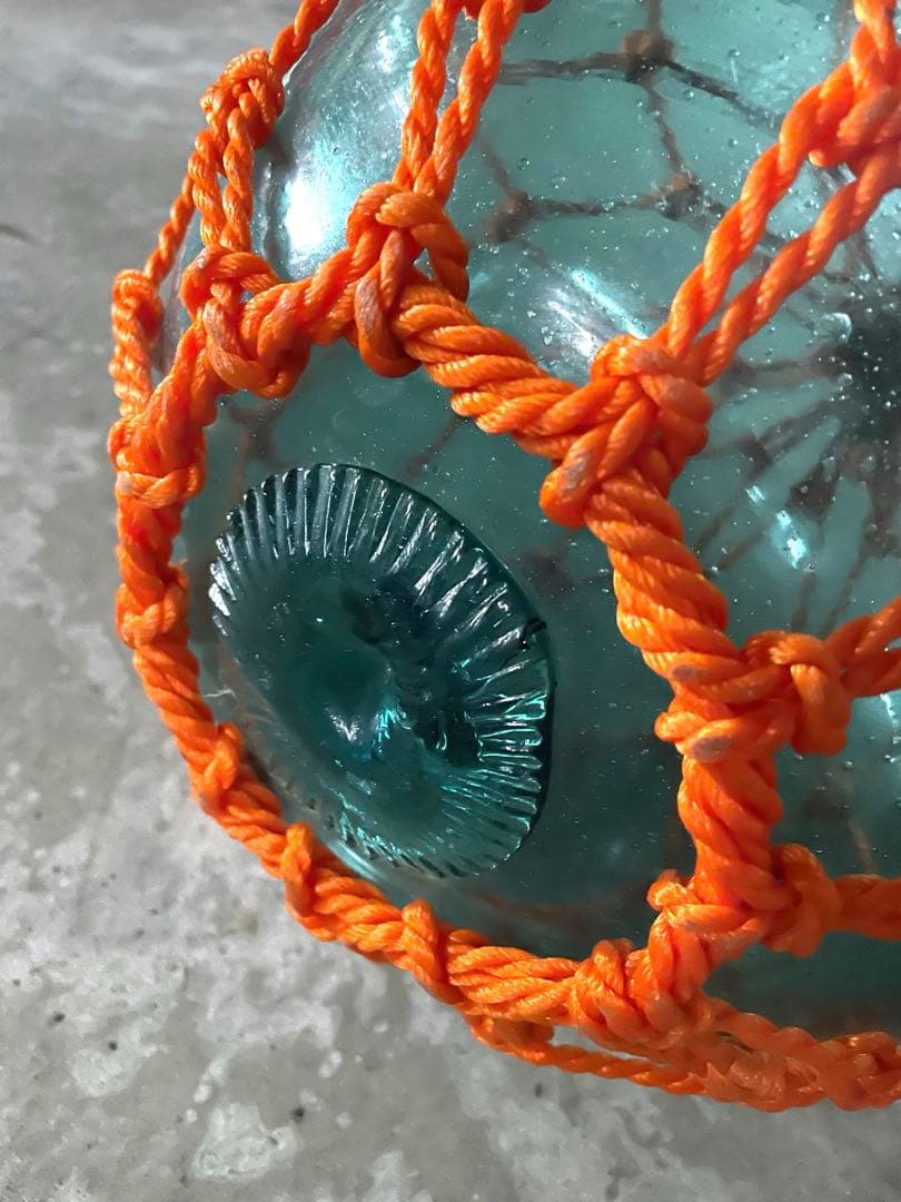 ガラス玉　浮き玉　30cm 海の守り神　インテリア　縁起物　柿色　オレンジ