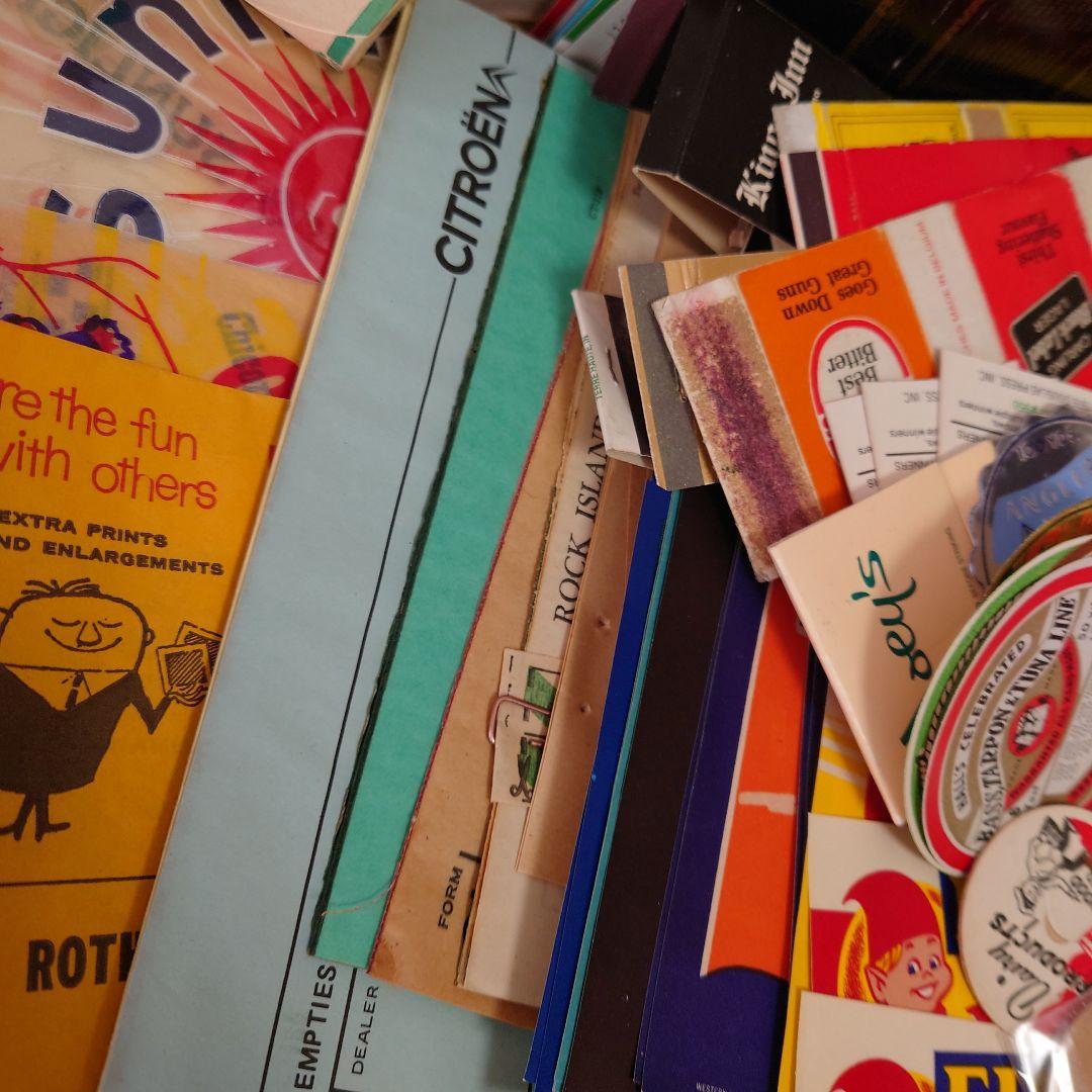 80サイズ/たっぷりephemeral box☆ヴィンテージ海外紙モノ