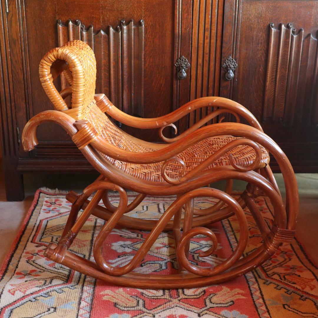 ロッキングチェア　キッズチェア　ラタン　籐