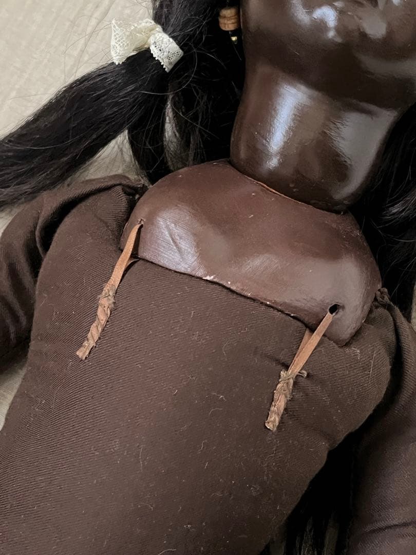 アンティーク/ヴィンテージ黒肌コンポジションドールレトロ人形ビスクドール