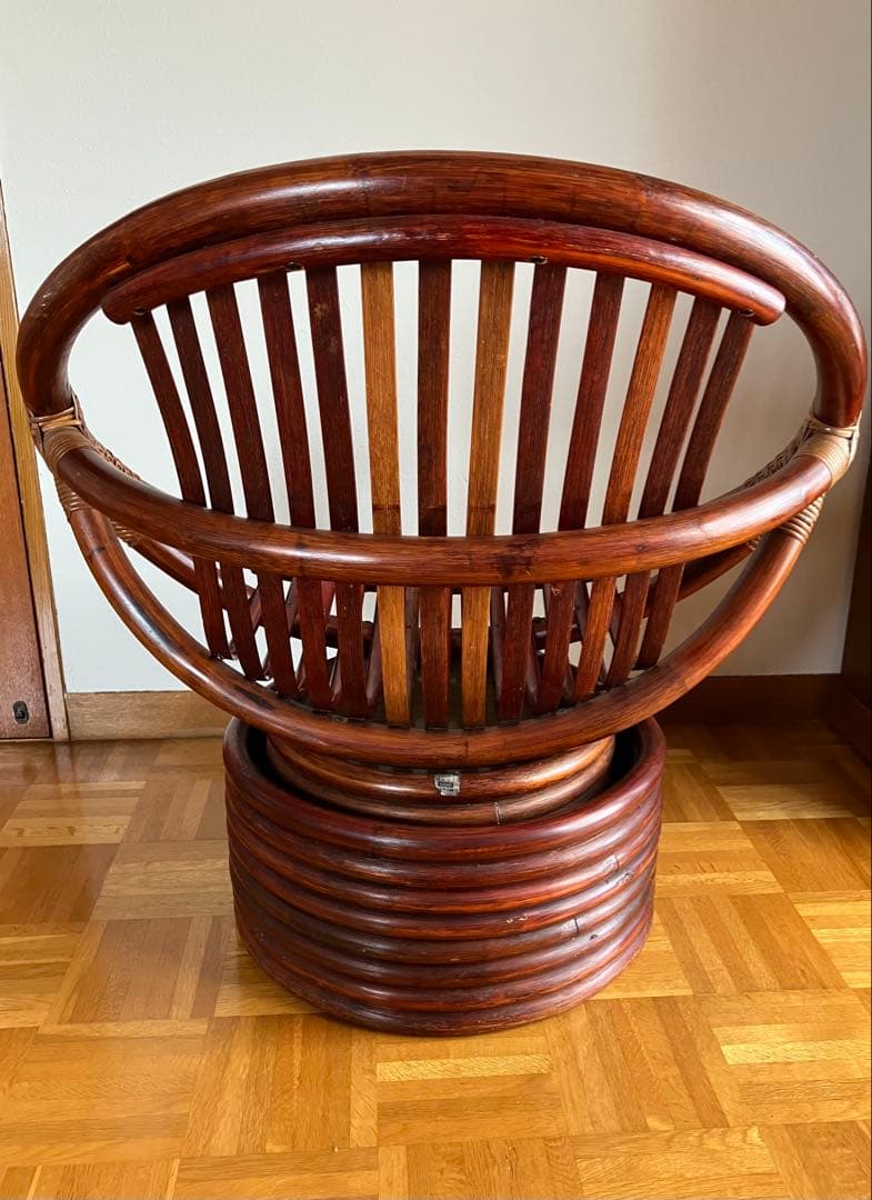 えみ KEIHO ラタン 籐 回転 チェア 昭和レトロ アンティーク