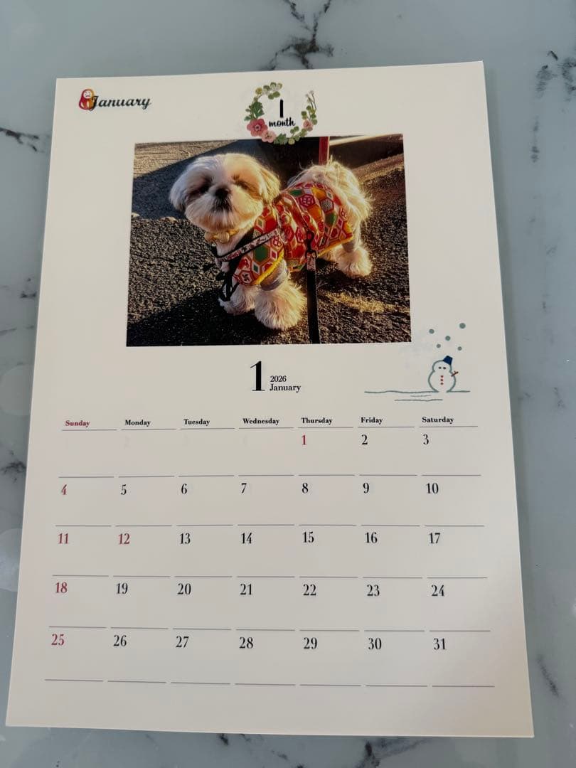 愛犬ちくわ壁掛けカレンダー【オリジナル】