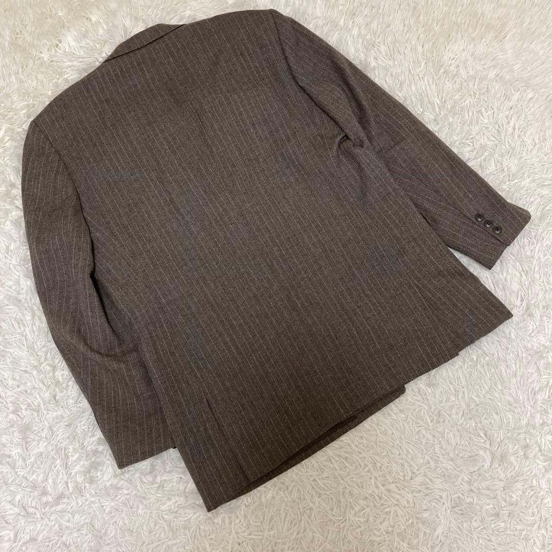 HANAE MORI スーツセットアップ　ダブルジャケット　ストライプ　ブラウン