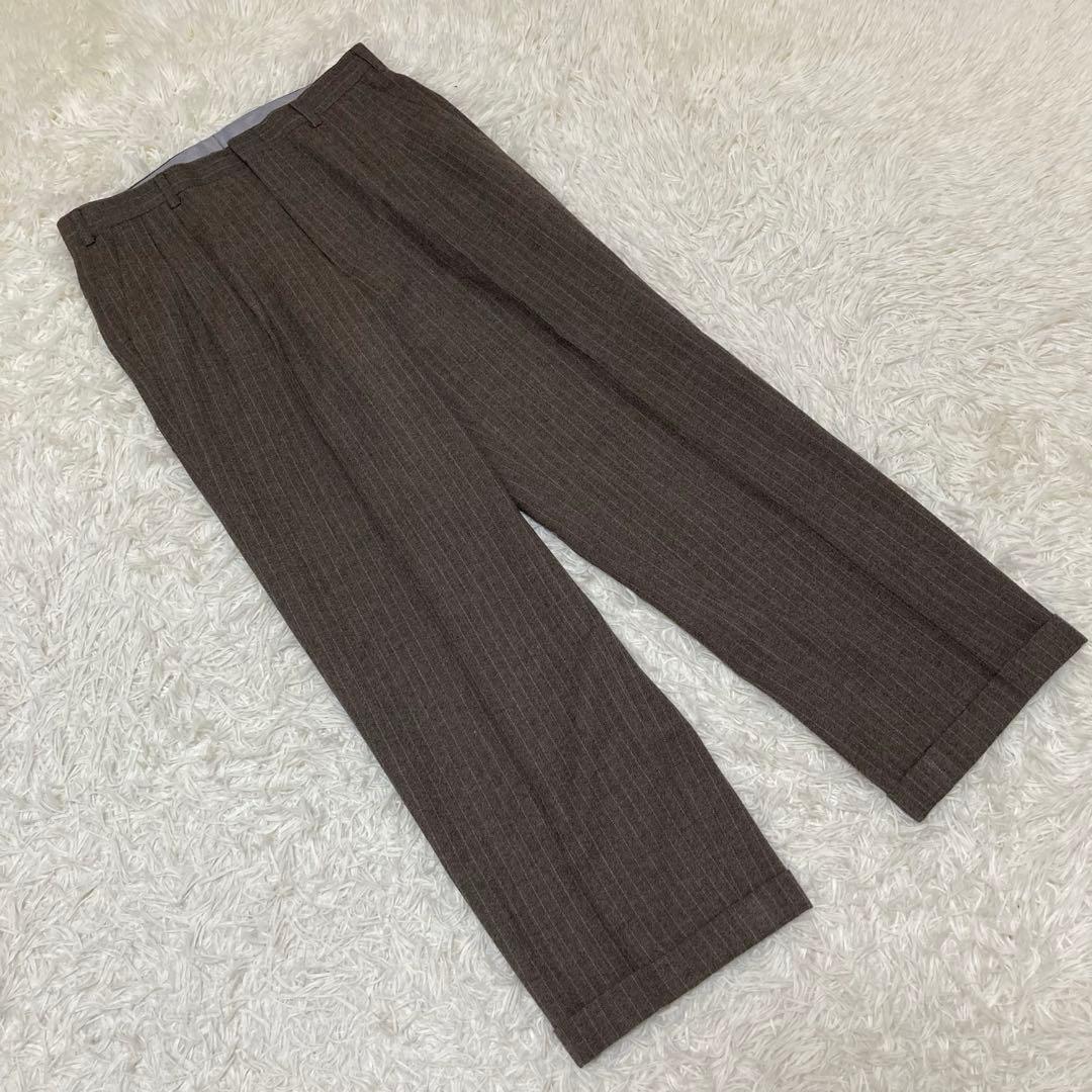 HANAE MORI スーツセットアップ　ダブルジャケット　ストライプ　ブラウン